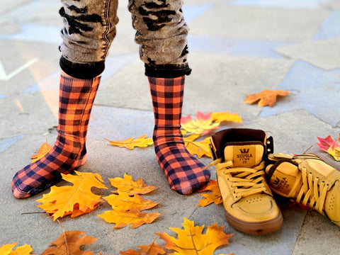 Burnt Orange Buffalo Plaid Socks - Sweet Reasons